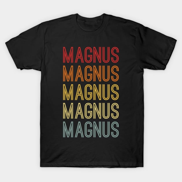 Magnus Name Vintage Retro Pattern T-Shirt by CoolDesignsDz